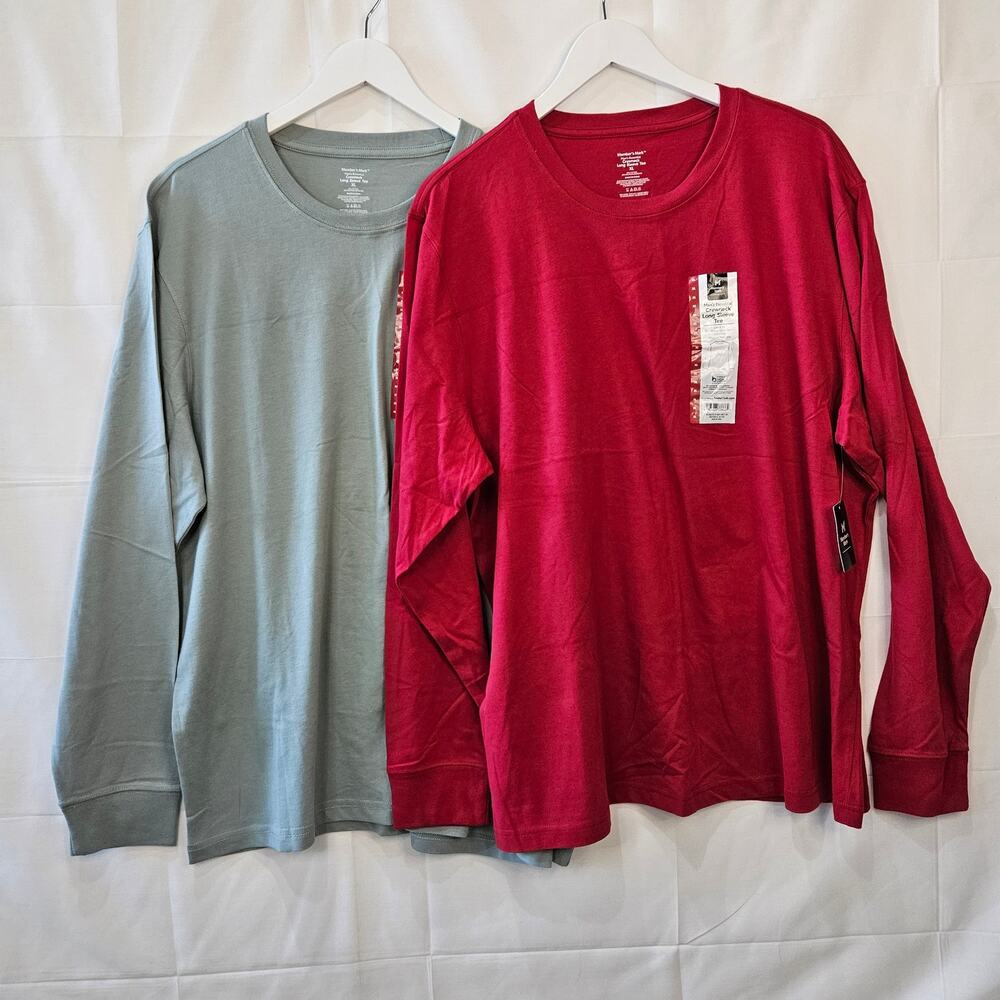 Member's Mark Shirt Bundle Crewneck Long Sleeve Red Gray XL